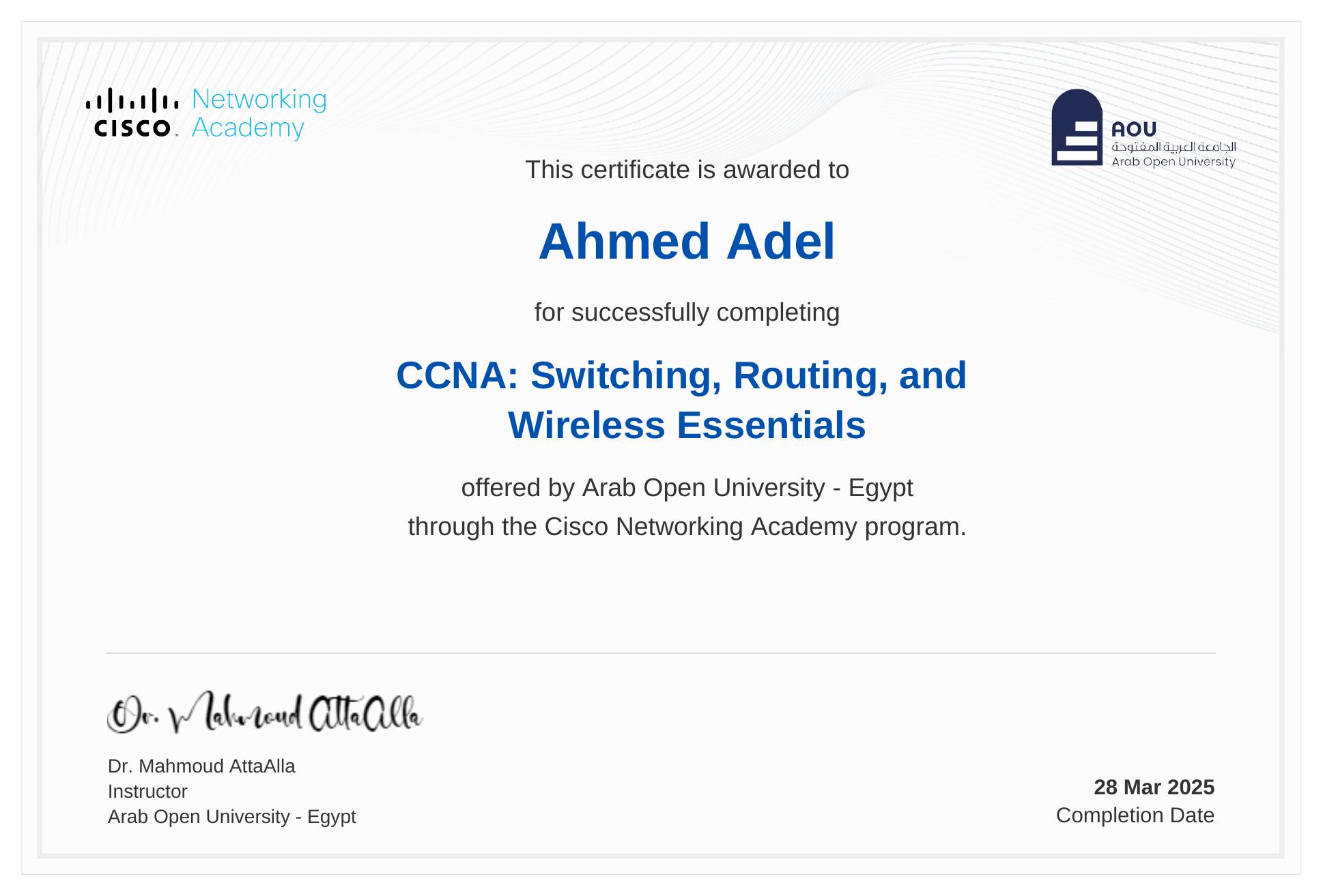 شهادة CCNA SRWE